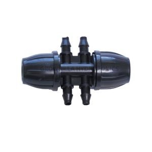 DRIP IRRIGATION REDUCING LOCK TEE BARB 12X6MM WHIT 4 WAY OUT