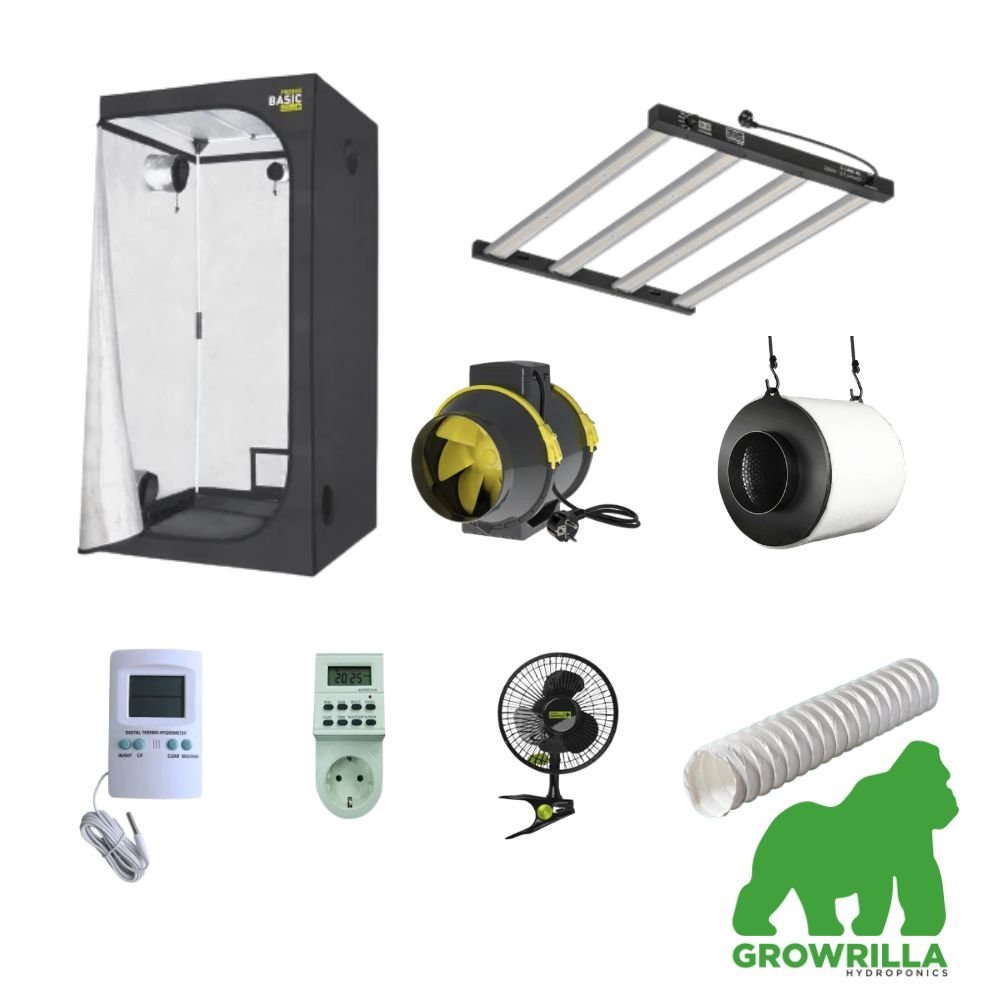 GROW BOX COMPLETA 80X80X180 KIT DI COLTIVAZIONE INDOOR LED GROW LIGHT ORTOLED S LINE HL BAR LIGHT (2.7 µmol/J) | 250W