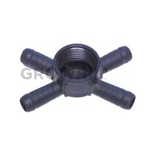 BARBED FITTING CONNECTOR 4 WAY OUT 16MMX 1" FEMALE