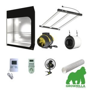 GROW BOX COMPLETA 120x60x178 con LED GROW LIGHT Ortoled S Line HL 2,7µmol/J 360W