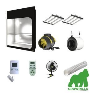 GROW BOX COMPLETA 150X77X200 con 2 LED GROW LIGHT ORTOLED - S LINE ECO HL BAR LIGHT (2.7 µmol/J) 250W